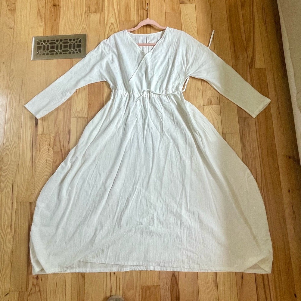 100% Linen / Cotton Dress Long Sleeve